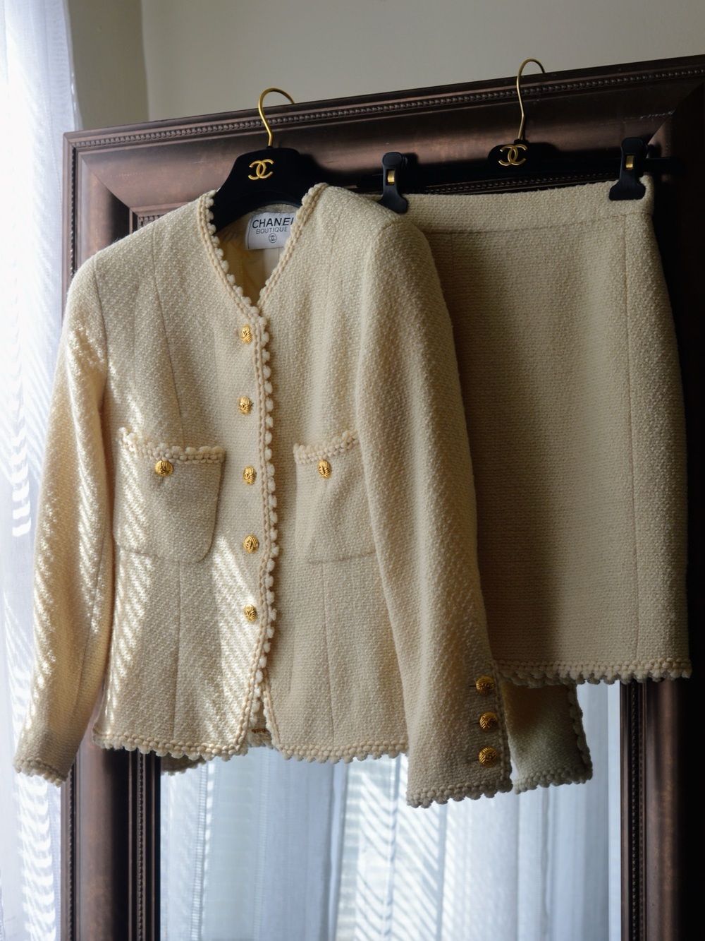 Chanel vintage 1990 spring summer runway jacket and skirt suit wedding bride